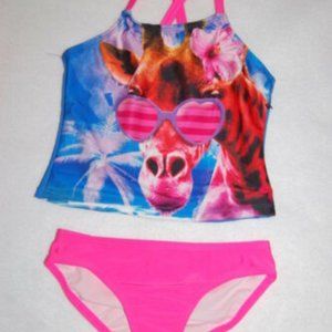 *NWOT* Girls 2 piece Blue & Pink Tankini Swim Set Sz-M